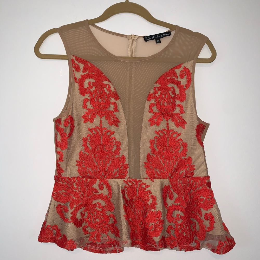 For Love and Lemons Sheer Back Peplum Top